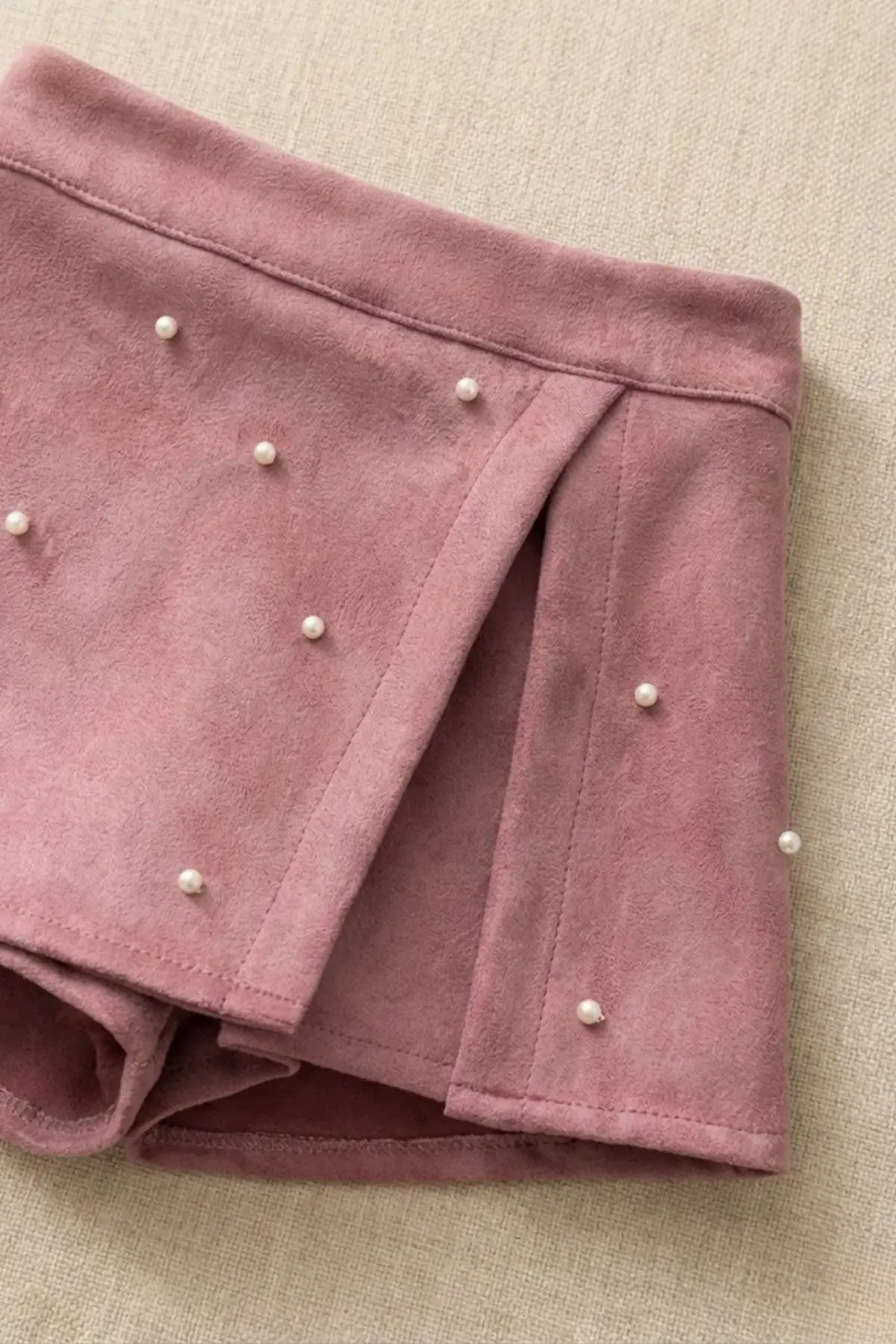 İncili Scuba Şort Etekli Uzun Kol Bodyli Kız Çocuk İkili Takım