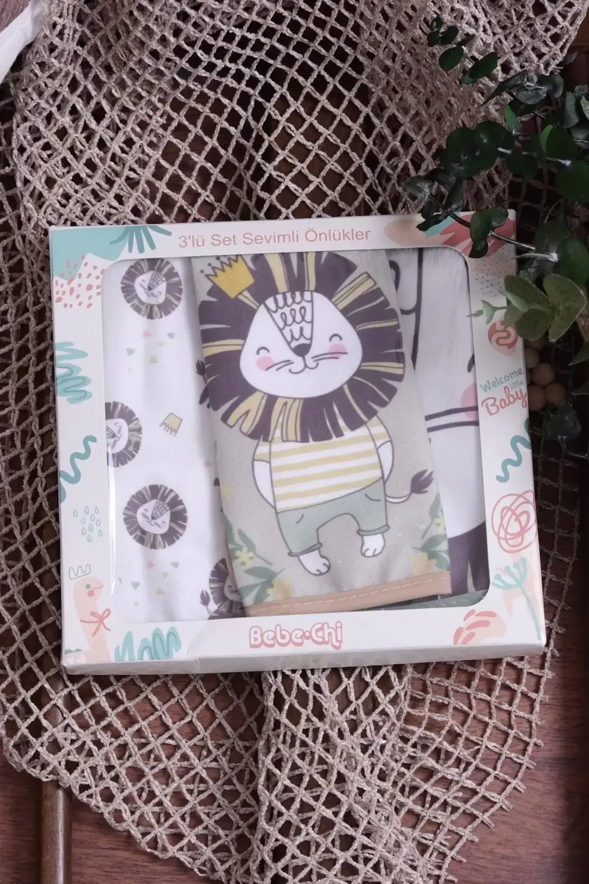 Kaplan Desenli 3lü Sıvı Geçirmez Microfiber Bebek Mama Önlüğü 0-18 Ay