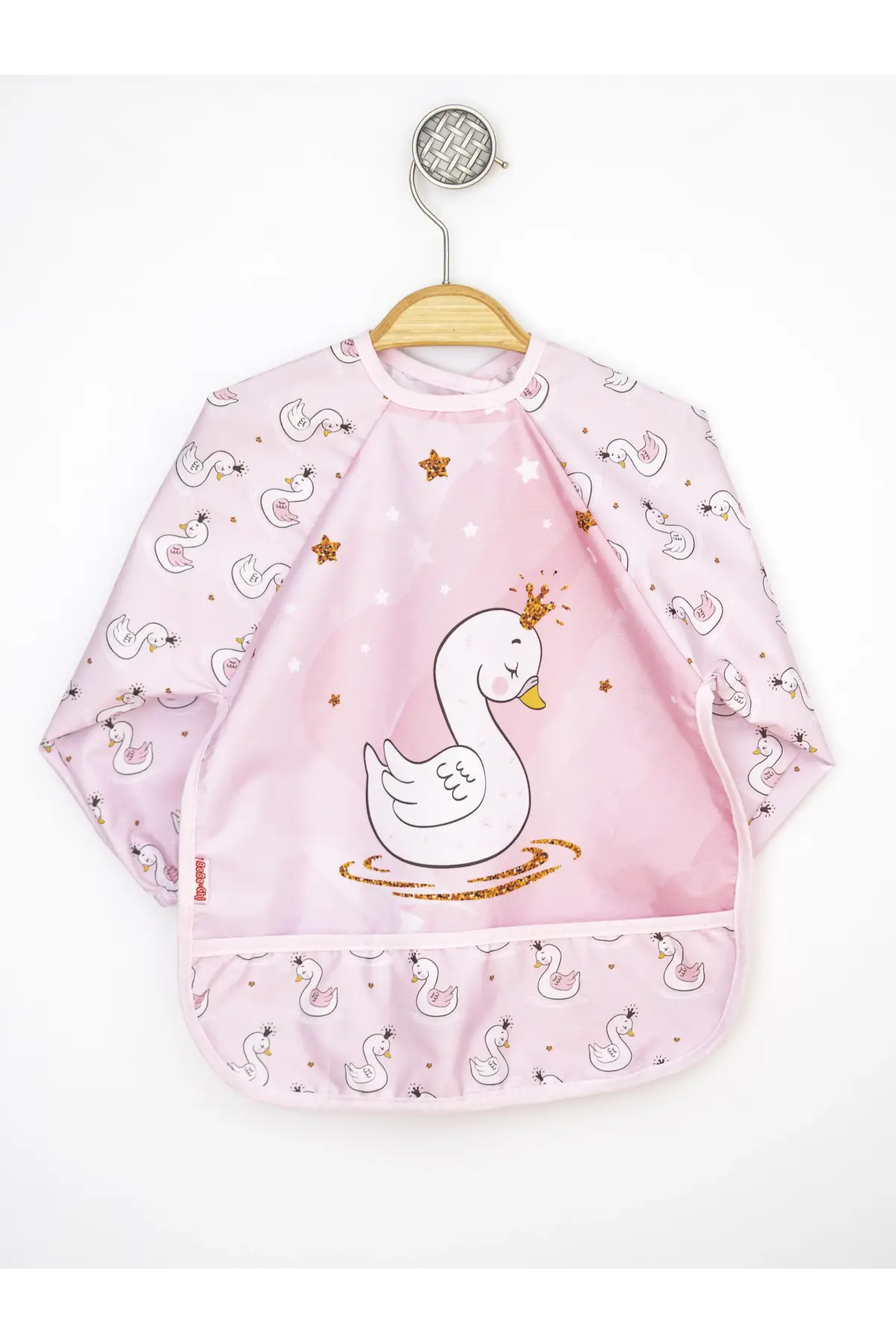 Kuğu Desenli Sıvı Geçirmez Uzun Kollu Mama Ve Aktivite Önlüğü 6-24 Ay