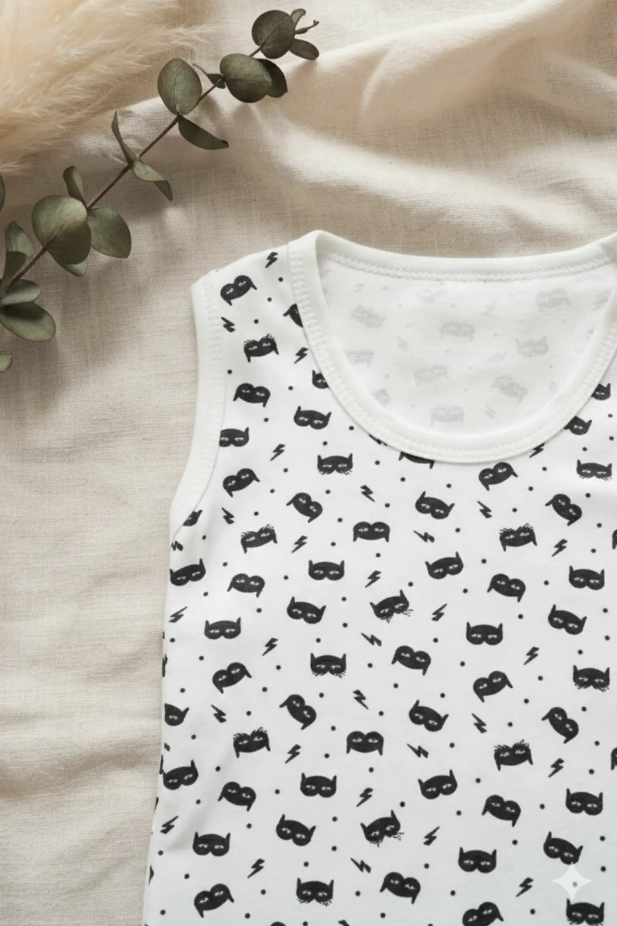 Maske Desenli Kolsuz % 100 Pamuk Erkek Çıtçıtlı Body