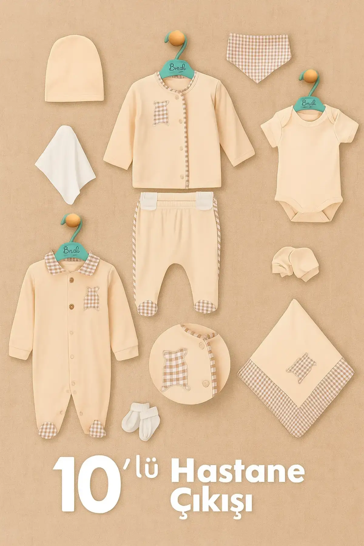 Pitikareli % 100 Pamuk 10lu Erkek Bebek Hastane Çıkış Seti 0-3 Ay