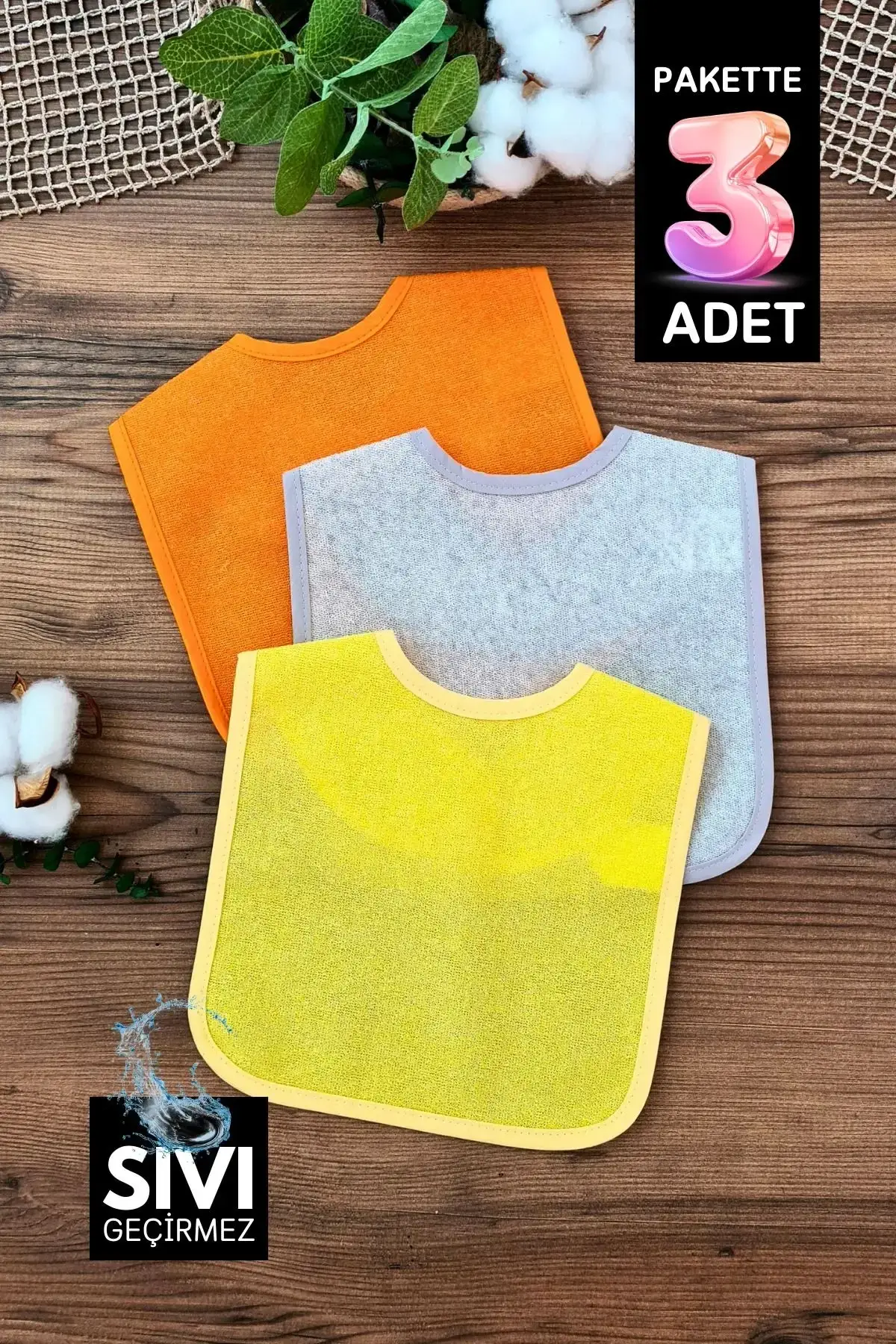 Pratik 3lü Sıvı Geçirmez Bebek Mama Önlüğü 0-18 Ay