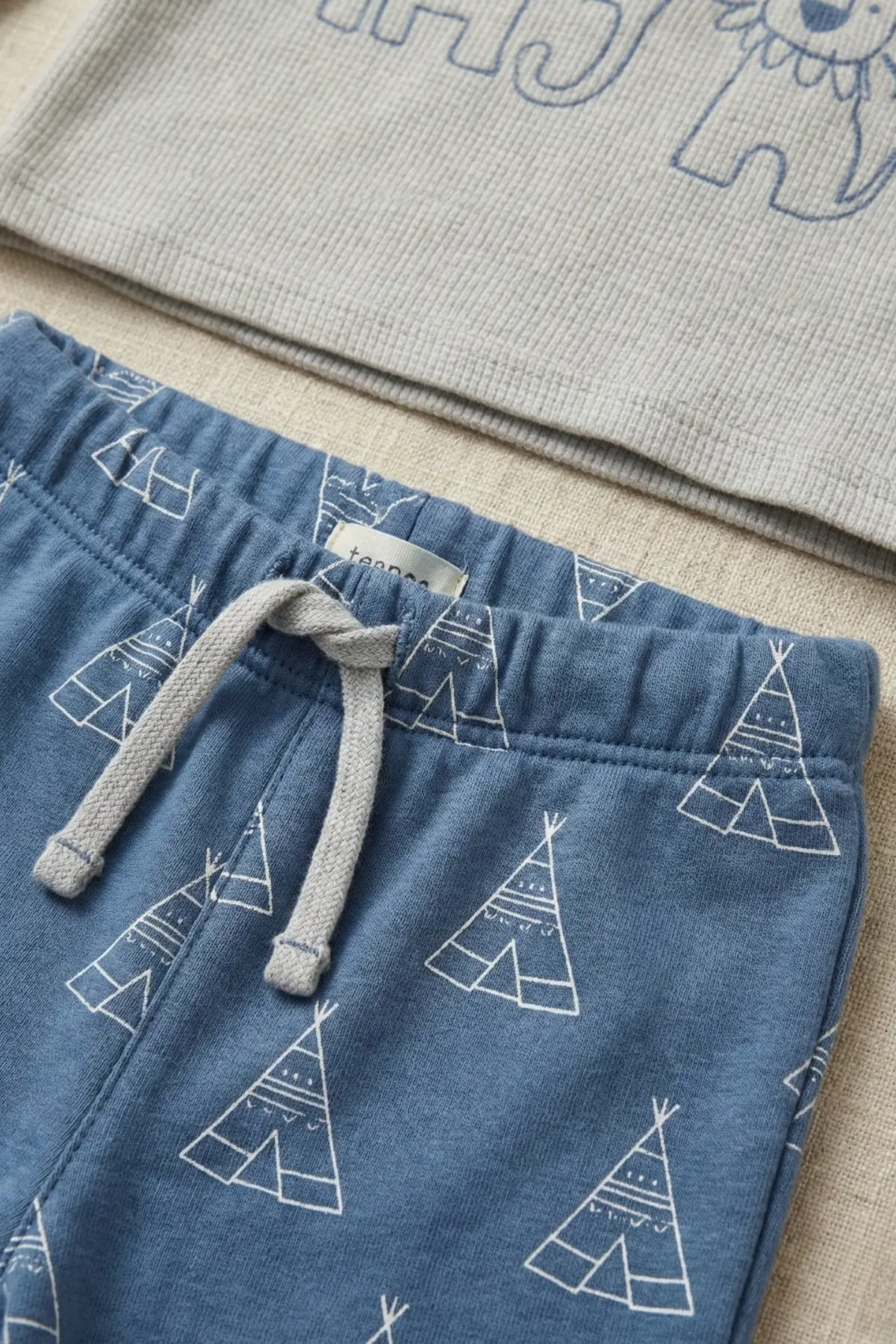 Safari Baskılı Waffle Kumaş Mevsimlik Erkek Bebek Takım