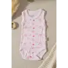 Bear Desenli Kolsuz % 100 Pamuk Kız Bebe Çıtçıtlı Body