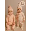 Çiçek Desenli % 100 Pamuk Kız Bebek 4lü Tulum Takımı