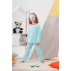Deniz Kızı Desenli Çanta ve Maskeli % 100 Pamuk Kız Çocuk Pijama Takımı