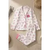 Gül Nakışlı % 100 Pamuk Kız Çocuk Pijama Takımı