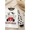 İnek Kalp Desenli % 100 Pamuk Unisex Pijama Takımı