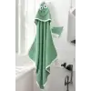 Kurbağa Nakışlı Unisex Şapka Ve Keseli Bebek Banyo Havlusu