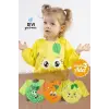 Meyve Desenli 3lü Kollu Sıvı Geçirmez Mama ve Aktivite Önlüğü