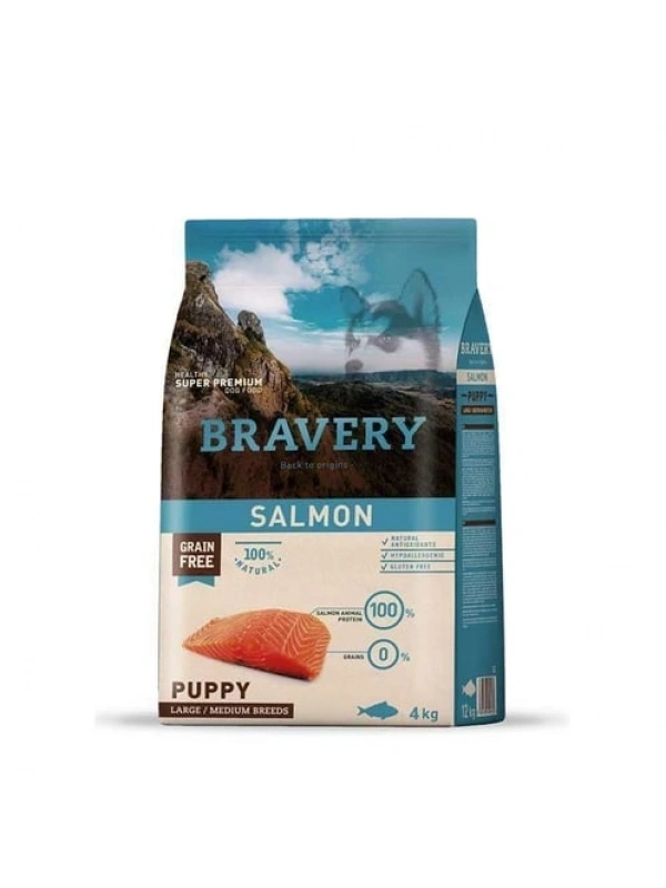 Bravery Somonlu Medium/Large Yavru Köpek Maması 4 Kg