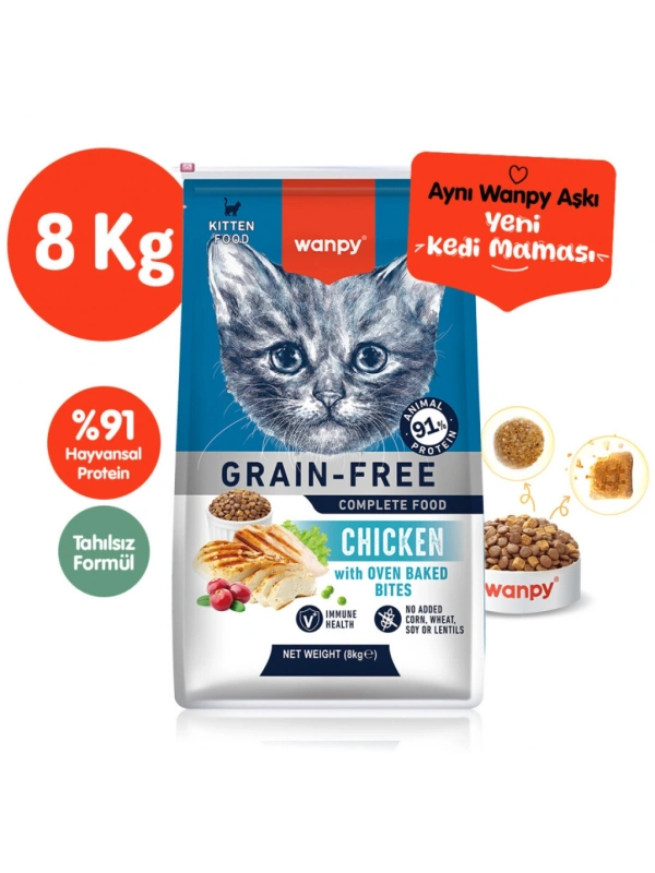 Wanpy Tahılsız Tavuklu Yavru Kedi Maması 8 Kg