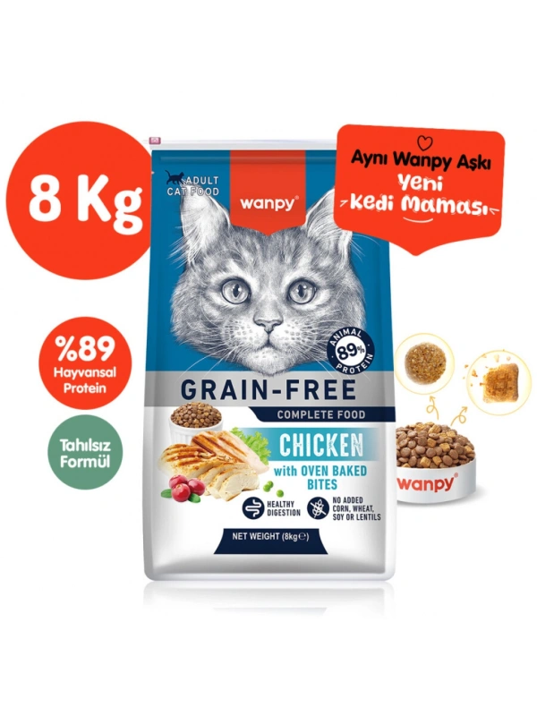Wanpy Tahılsız Tavuklu Yetişkin Kedi Maması 8 Kg