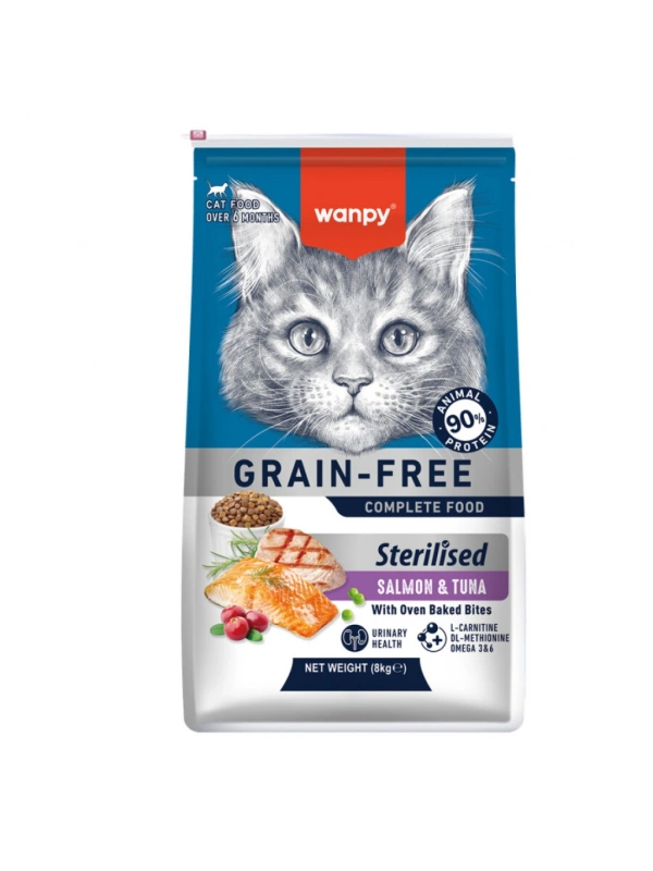 Wanpy Tahılsız Somon&Tuna Kısırlaştırılmış Kedi Maması 8 Kg