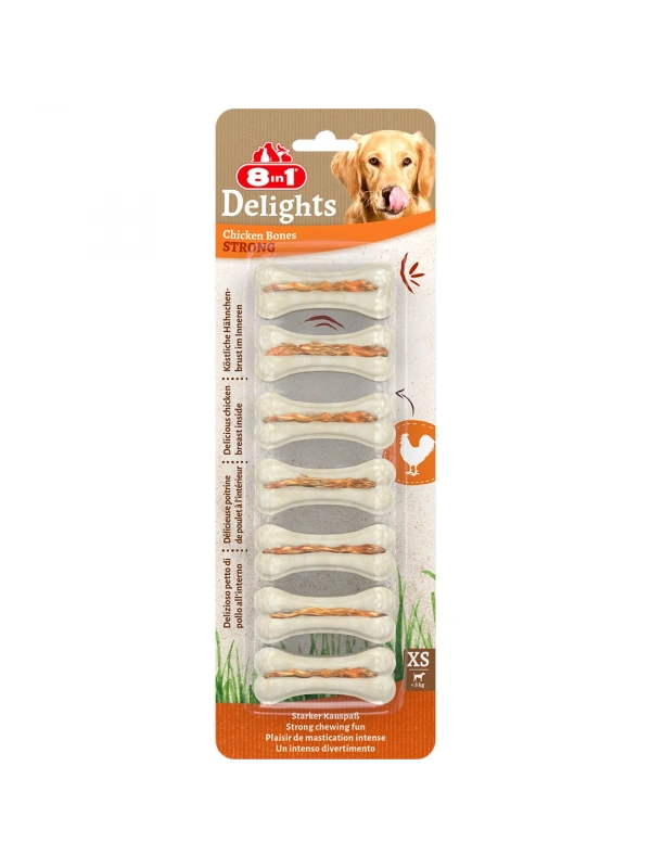 8İn1 Delights Bones Köpekler İçin Tavuklu Ağız Bakım Pres Kemik Small (7Li) [Xs]