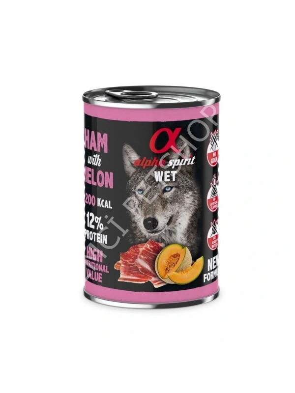 ALPHA SPİRİT YETİŞKİN KÖPEK KONSERVESİ JAMBONLU KAVUNLU 400 GR
