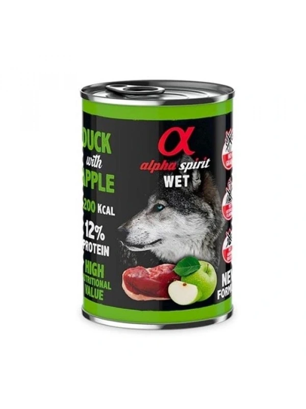 ALPHA SPİRİT YETİŞKİN KÖPEK KONSERVESİ ÖRDEKLİ ELMALI 400 GR