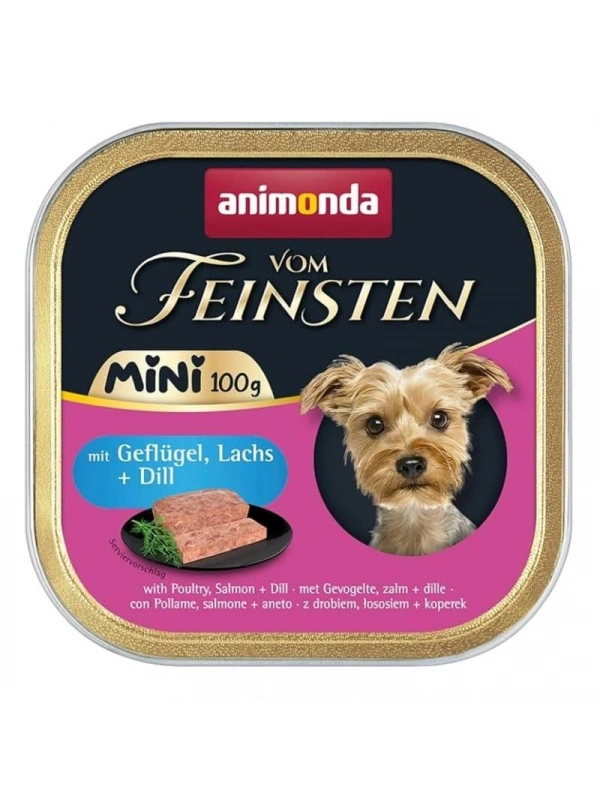Animonda Vom Feinsten Kümes Hayvanlı Ve Somonlu Yetişkin Mini Irk Köpek Konservesi 100G