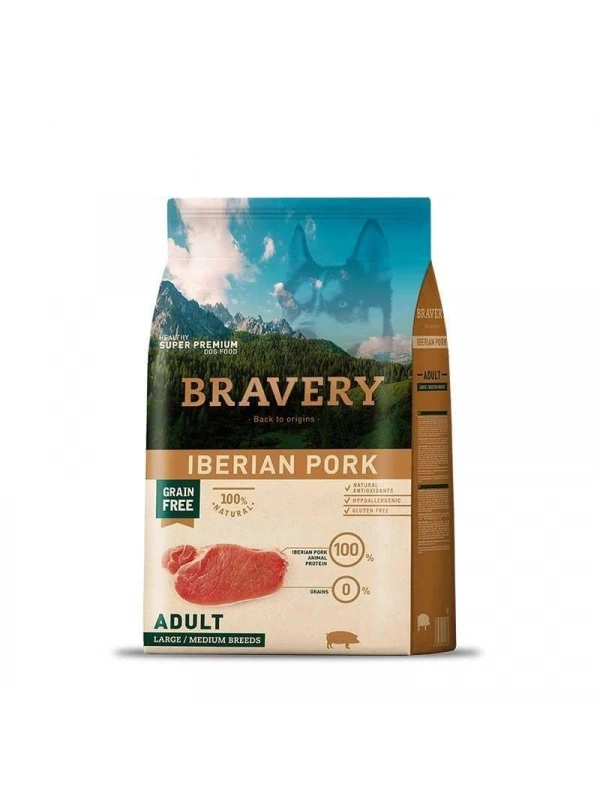 Bravery Tahılsız Iberya Domuzlu Büyük/Orta Irk Köpek Maması 4 Kg