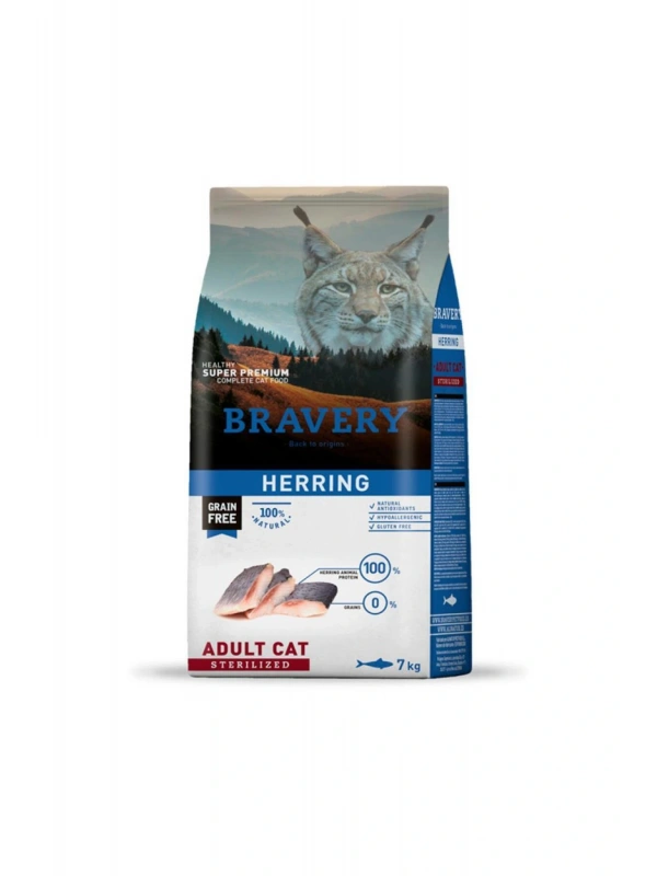 Bravery Tahılsız Kısırlaştırılmış Ringa Balıklı Yetişkin Kedi Maması 7 Kg