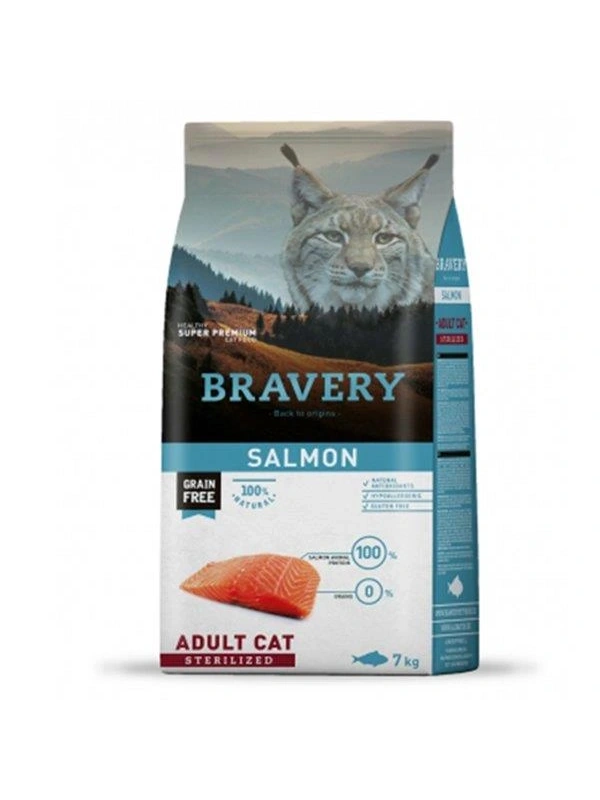 Bravery Tahılsız Kısırlaştırılmış Somonlu 7 Kg Yetişkin Kedi Maması