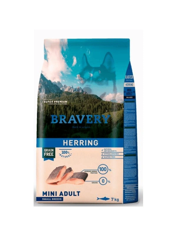 Bravery Tahılsız Ringa Balıklı Yetişkin Küçük Irk Köpek Maması 7 Kg