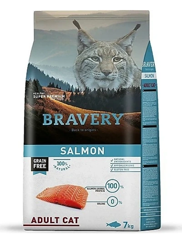 Bravery Tahılsız Somonlu Yetişkin Kedi Maması 7 Kg