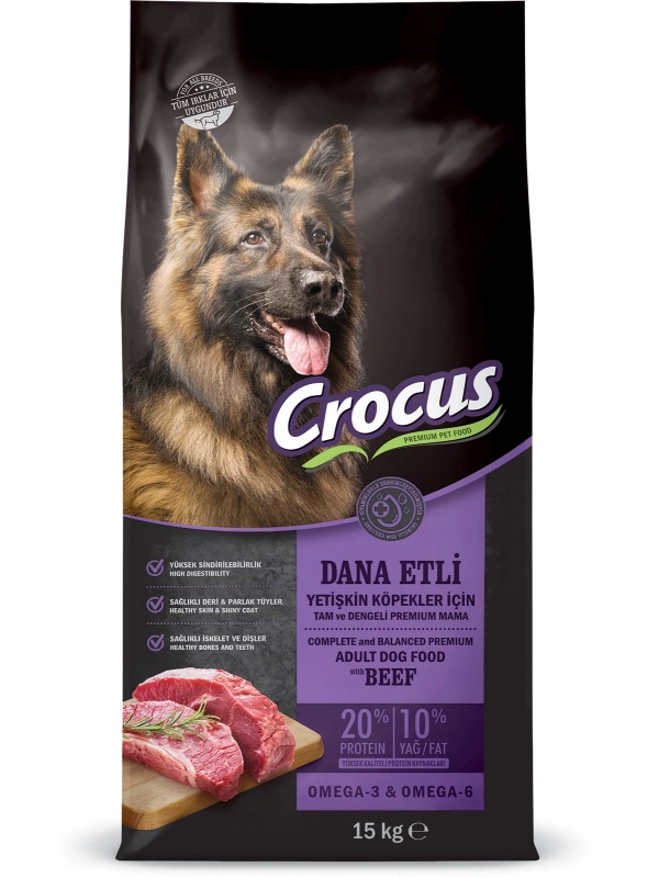 Crocus Biftekli Pirinçli Yet. Köpek Maması 15 Kg