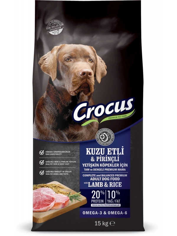 Crocus Kuzu Etli Pirinçli Yet. Köpek Maması 15 Kg