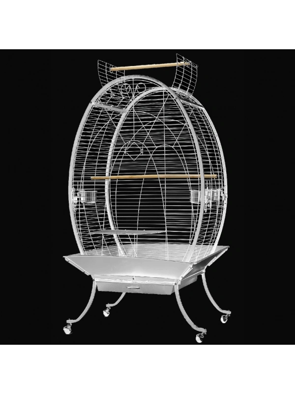 Dayang Oval Papağan Kafesi Ayaklı Beyaz 89x60x159