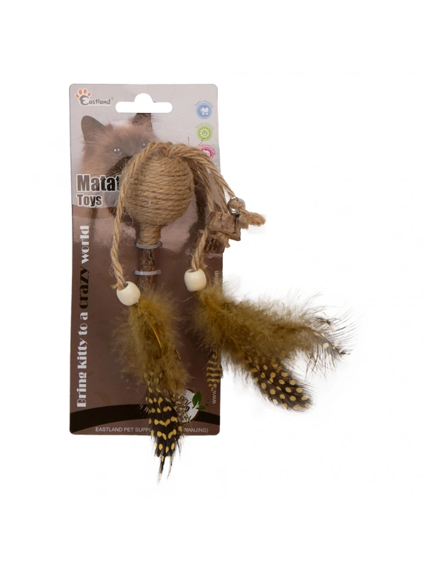 Eastland İpli Tüylü Çıngıraklı Lolipop Kedi Oyunca
