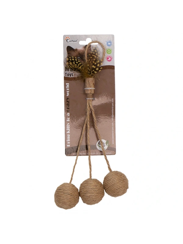Eastland İpli Tüylü Çıngıraklı Top Kedi Oyuncağı 6