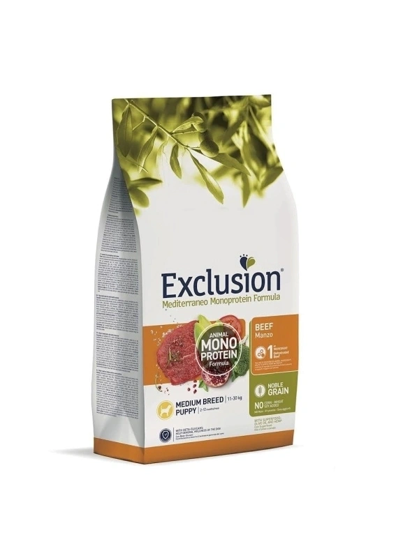Exclusion Monoprotein Sığır Etli Ve Narlı Düşük Tahıllı Orta Irk Yavru Köpek Maması 12Kg