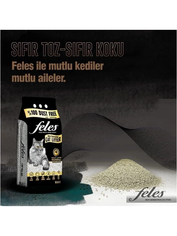 Feles Kedi Kumu 10 Lt Aktif Karbonlu