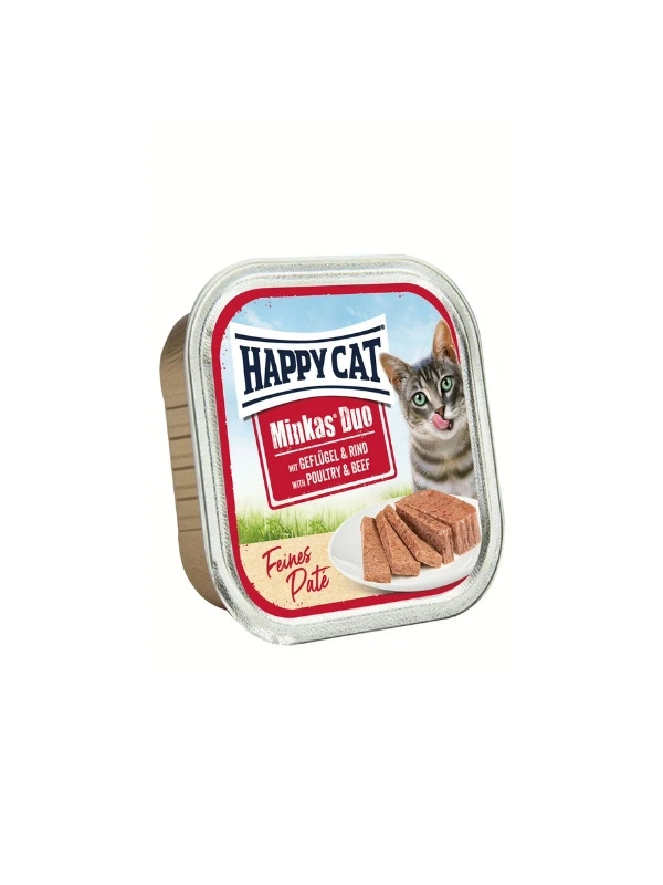 Happy Cat Minkas Duo Tavuk Ve Sığır Etli Yetişkin Kedi Konservesi 100Gr