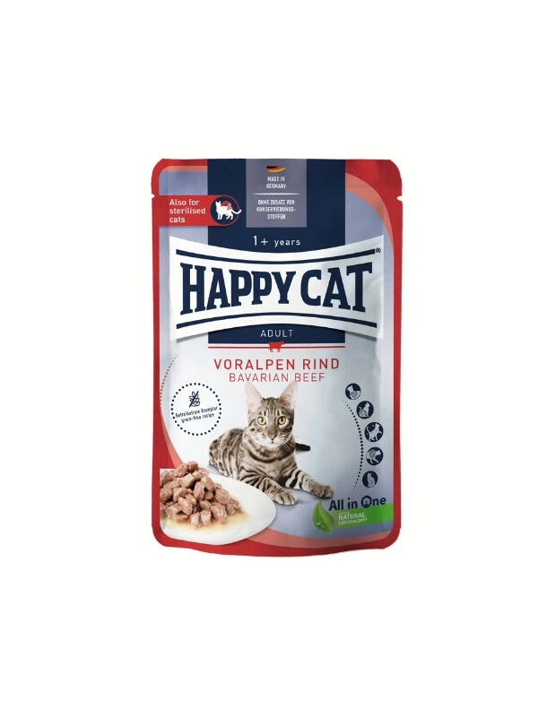 Happy Cat Sığır Etli Tahılsız Yetişkin Kedi Yaş Maması 85Gr