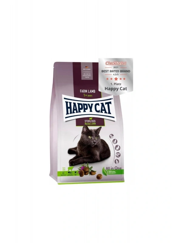 Happy Cat Sterilised Kuzu Etli 10 kg Kısırlaştırılmış Yetişkin Kedi Maması