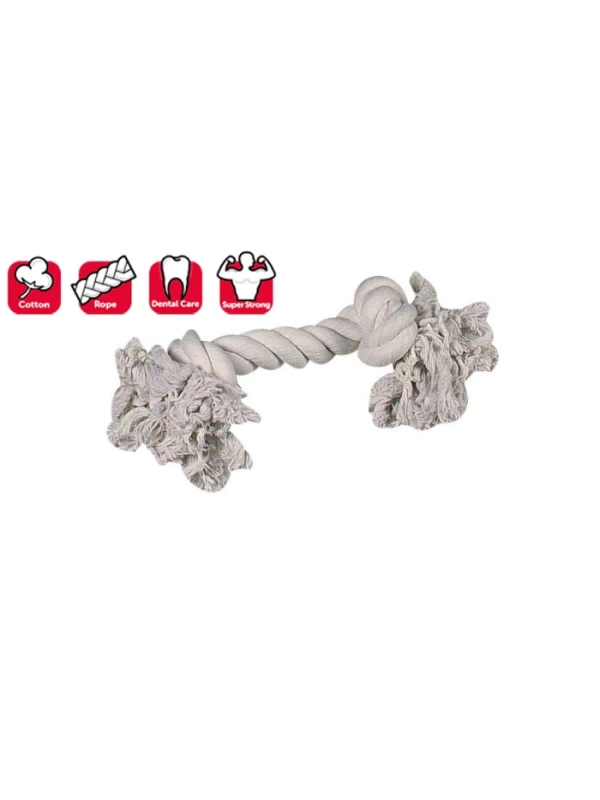 Karlıe 2 Düğümlü İp Köpek Oyu. L 35 Cm Beyaz