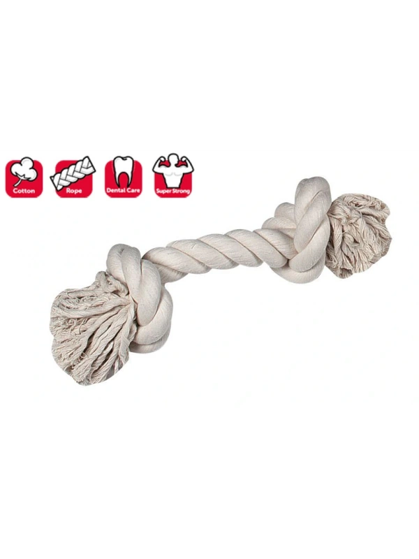 Karlıe 2 Düğümlü İp Köpek Oyu. M 30 Cm Beyaz