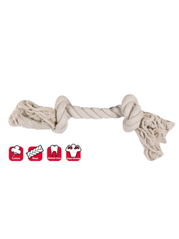 Karlıe 2 Düğümlü İp Köpek Oyu. S 22 Cm Beyaz