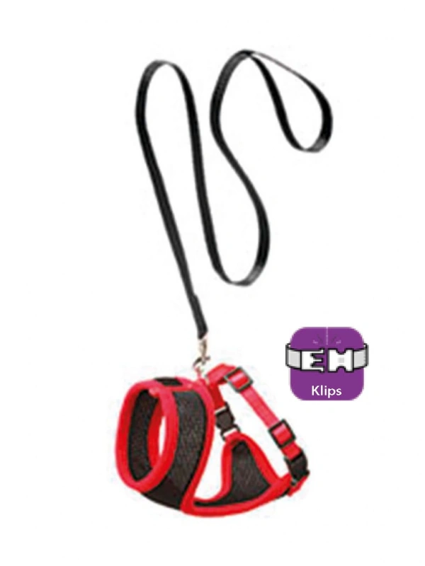 Karlıe Kedi Göğüs Tasması 30cm Kırmızı/siyah