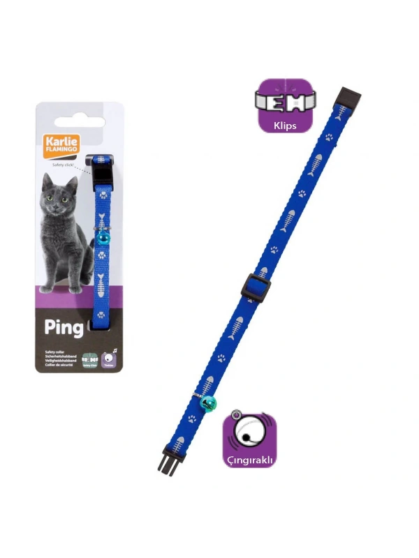 Karlıe Kedi Tasması Çıng. 30cm Mavi
