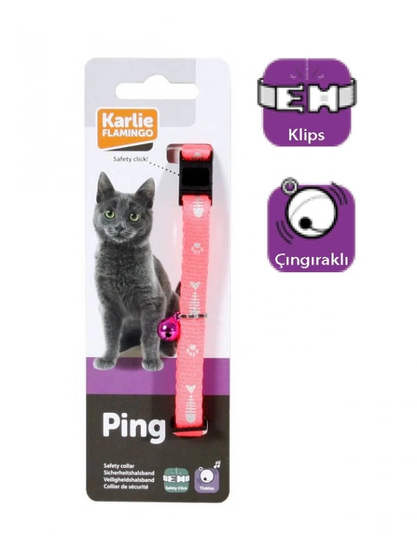 Karlıe Kedi Tasması Çıng. 30cm Pembe