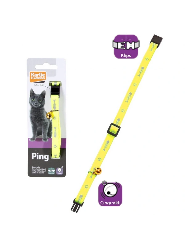 Karlıe Kedi Tasması Çıng. 30cm Sarı