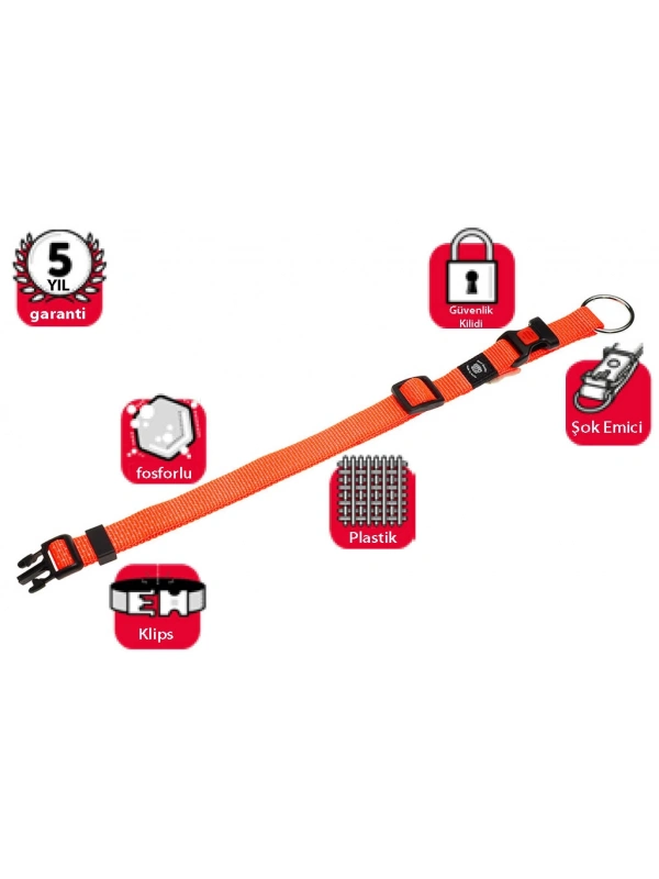 Karlıe Kilitli Boyun Tasma S 30-45 Cm Turuncu