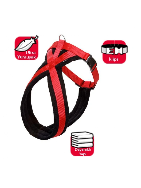 Karlıe Yumuşak Göğüs Tasma 52-60cm Siyah-kırmızı