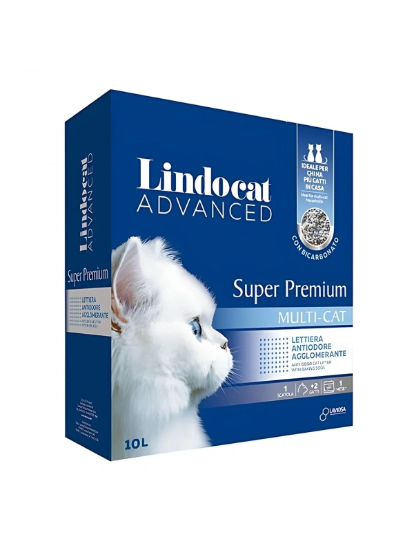 Lindocat Super Premium Multicat (Bikarbonatlı Koku Önleyici+ Extra Güçlü Topaklanma) Kedi Kumu 10L