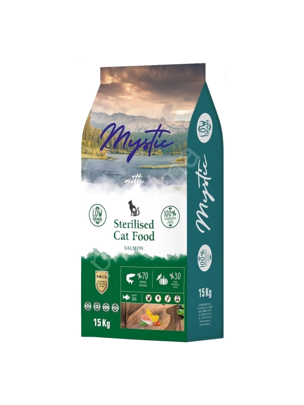 Mystic Az Tahıl Yetişkin Kedi Mama Steril Somon 15 Kg