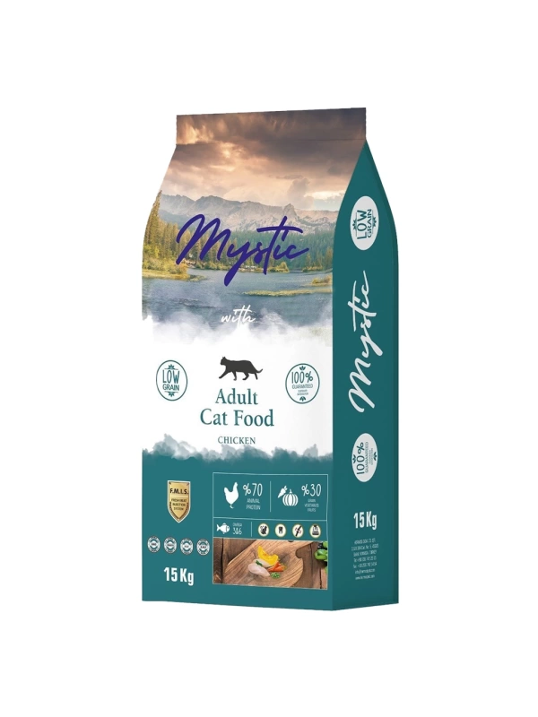 Mystic Az Tahıl Yetişkin Kedi Maması Tavuklu 15 Kg