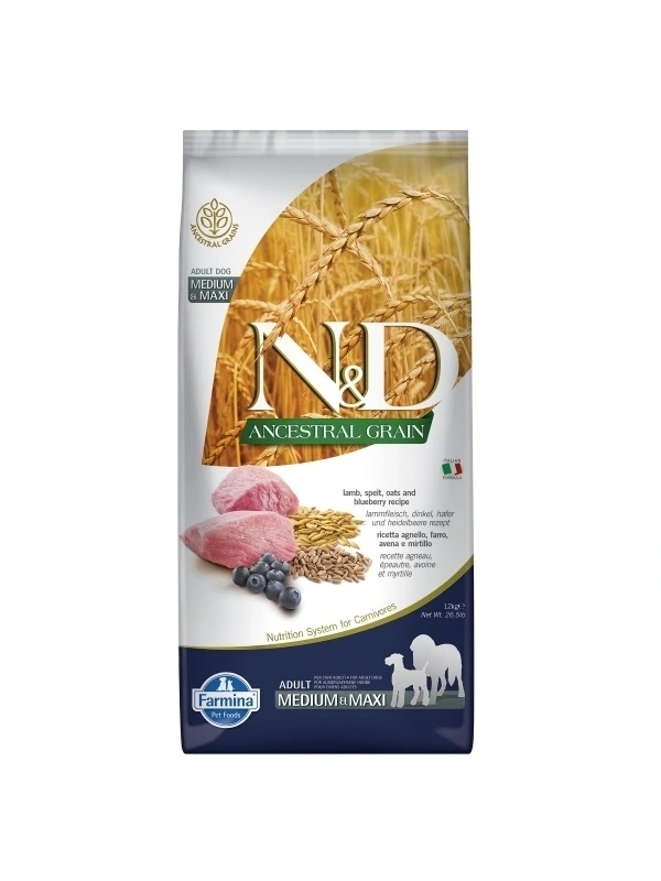 N&D Düşük Tahıllı Kuzu Etli Ve Yaban Mersinli Orta/Büyük Irk 12 Kg Yetişkin Köpek Maması